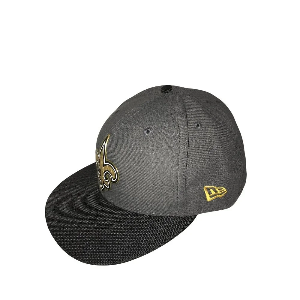 New Orleans Saints NFL New Era  59Fifty Fitted Metallic Logo Cap Size 7 5/8